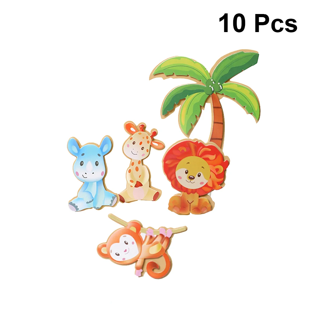 15 шт. тема животных верхушка для торта вставки мультфильм Лев Обезьяна кекс paper