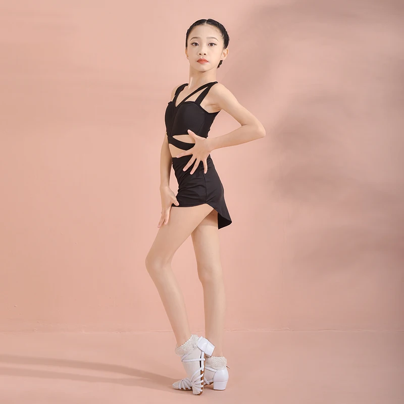 

Summer Latin Dance Clothes For Girls Standard Ballroom Cha Cha Samba Practice Wear Children Vest Skirt Two-Piece Set DWY4238