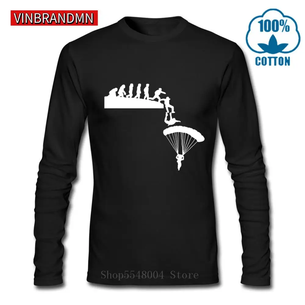 

Футболка с парашютным дайвингом, эволюция, футболка с длинным рукавом для мужчин