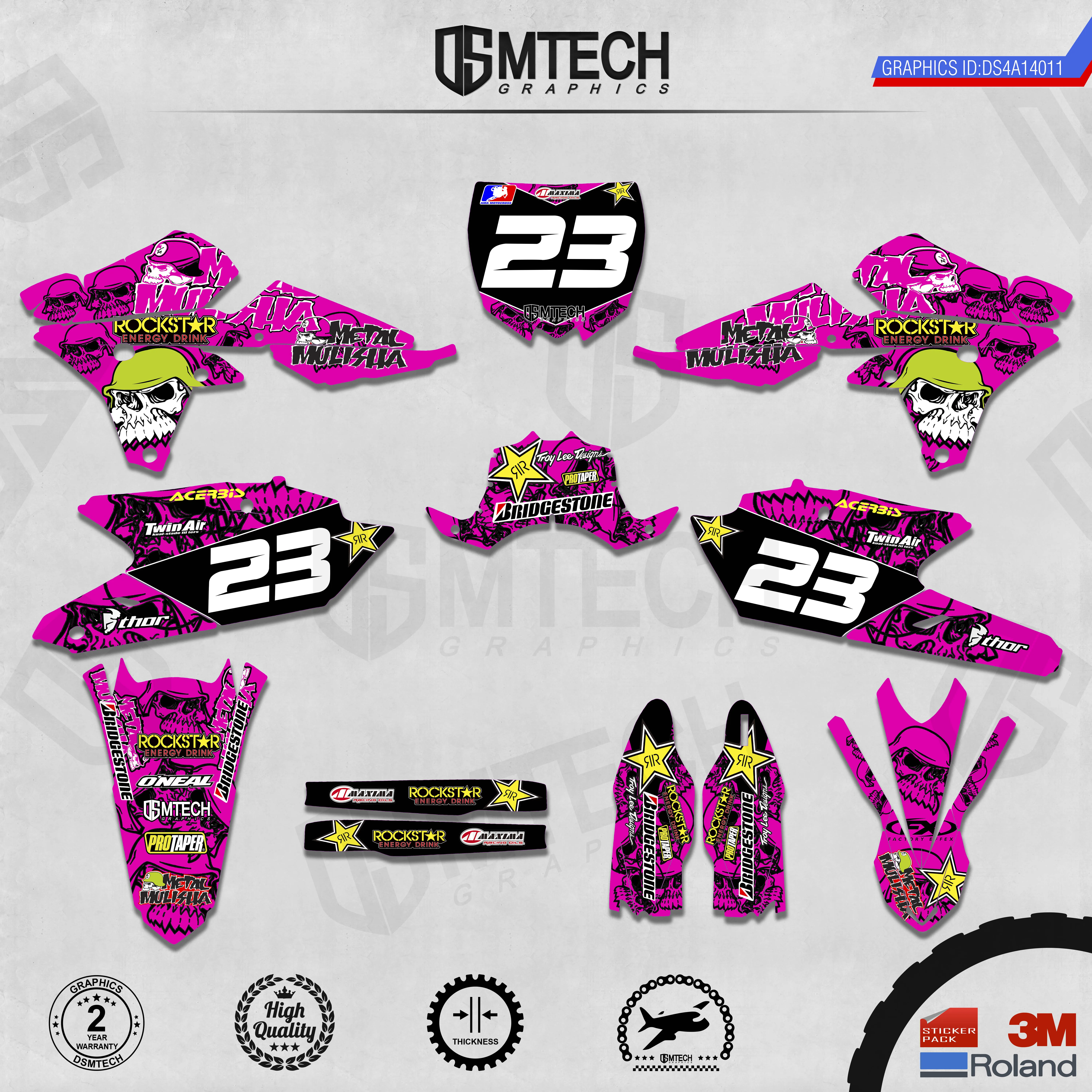 DSMTECH Customized  Team Graphics Backgrounds Decals 3M Custom Stickers For 14-18 YZ250F 15-19 YZ250FX WRF250 14-17 YZ450F  011