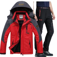 winter ski jacket suits men waterproof fleece snow jacket thermal warm coat outdoor mountain skiing snowboard jacket pants suits