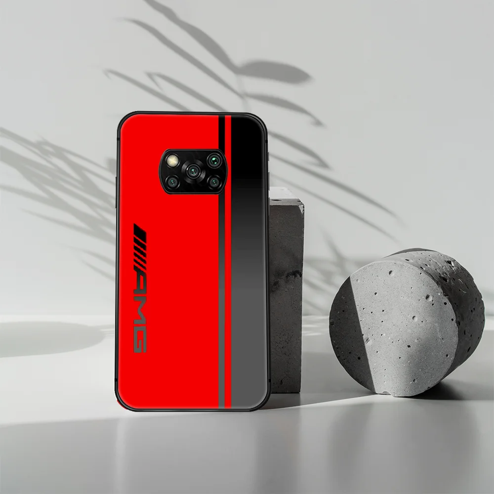 

Mercedes Benz Amges Car Phone case Cover Hull For Xiaomi Mi A2 A3 8 9 9T Note 10 Se Lite Pro black Back Painting Cell Fashion