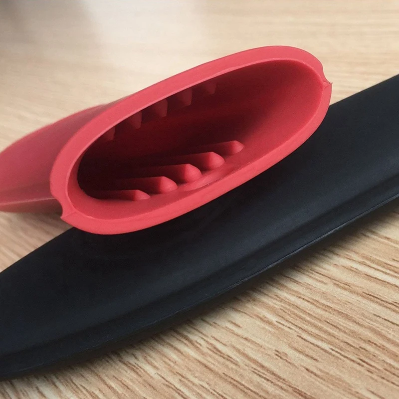

6x Silicone Hot Handle Holder Hot Mitts for Cast Iron Skillets Pans Frying Pans & Griddles Metal Red & Black