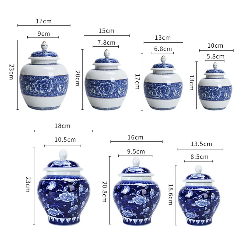 

Chinese Vintage Ceramic Tea Tins Classical Blue and White Porcelain Crafts Teahouse Coffee Table Tea Leaf Storage Canister Set