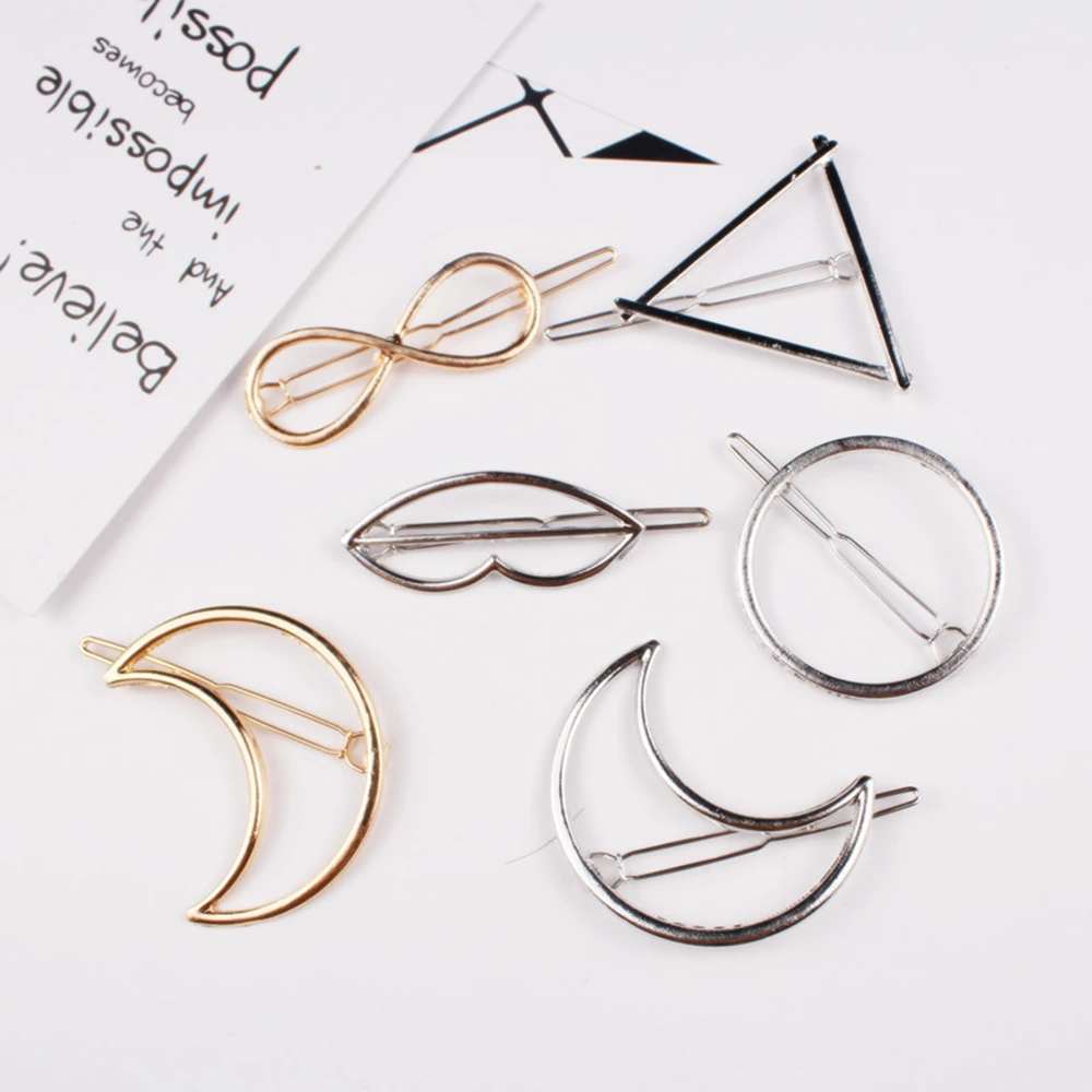 Заколка для волос Геометрическая треугольная девочек металлический зажим в