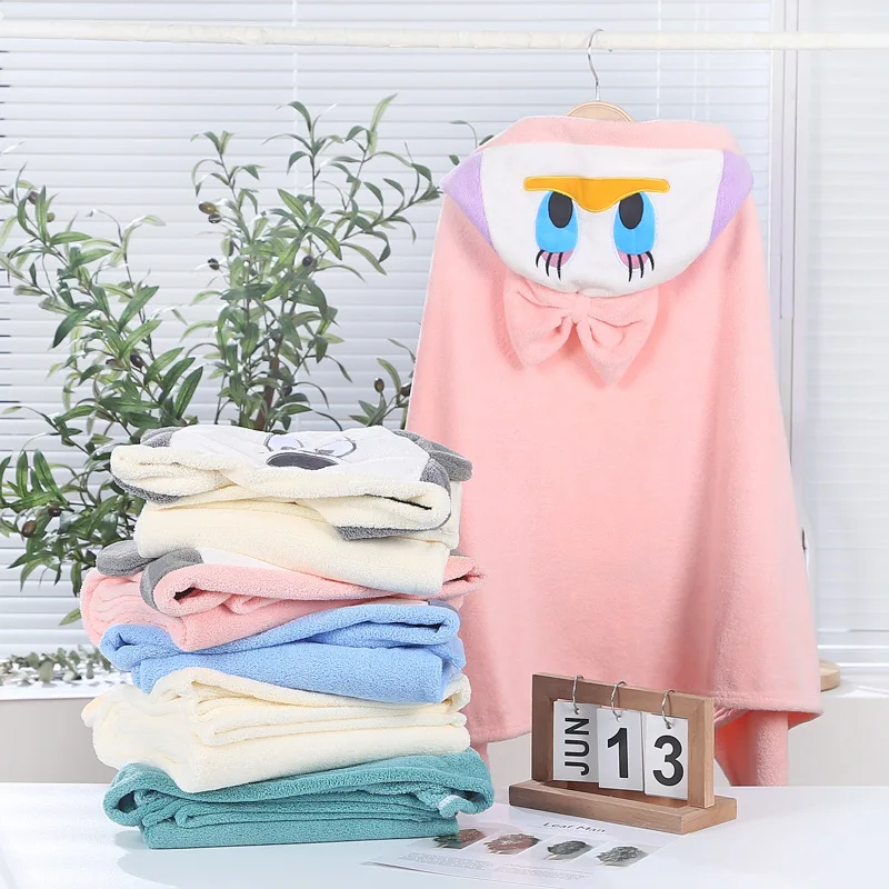 

Детское полотенце, милый мультяшный детский банный халат, зимнее теплое плотное полотенце для душа, плащ 88*150, мягкий плюшевый Халат с капюшо...