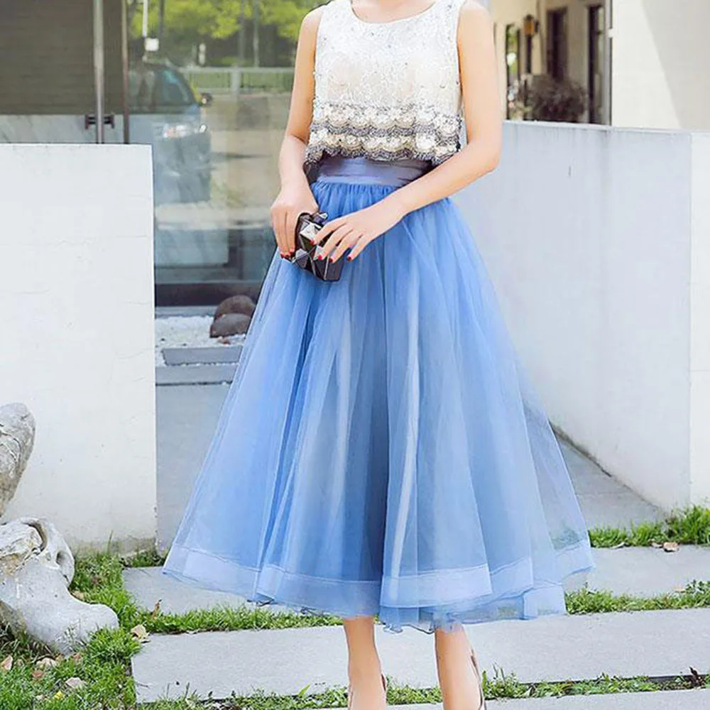 Женские юбки из тюля на заказ женская синяя длинная юбка макси с эластичной