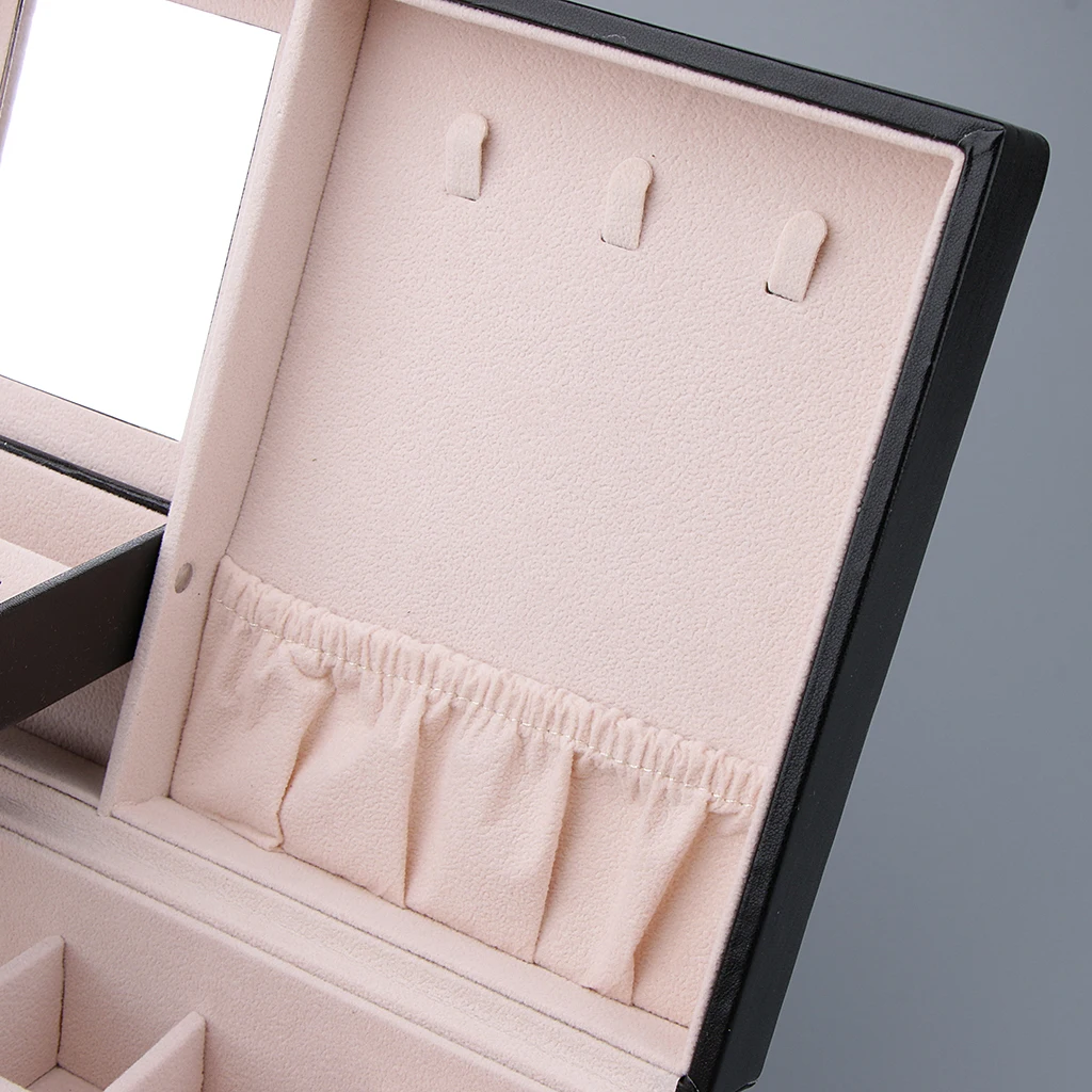 Multilayer Leather Portable Earrings Ring Stud Jewelry Storage Display Case Box Jewel Packaging Gift Display for Women