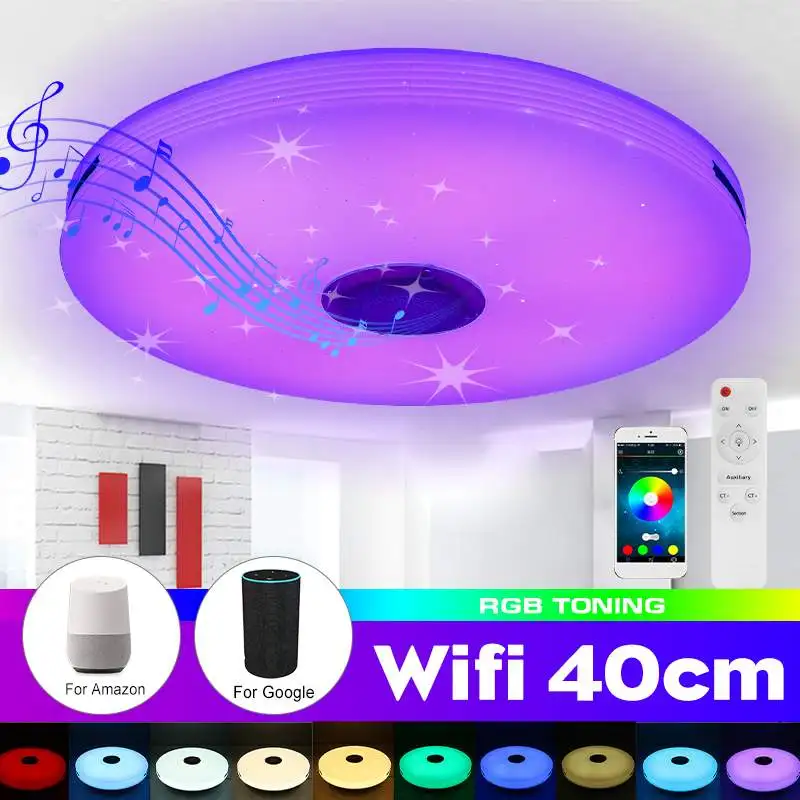 Современный светодиодный потолочный светильник RGB с Wi Fi умное управление звуком