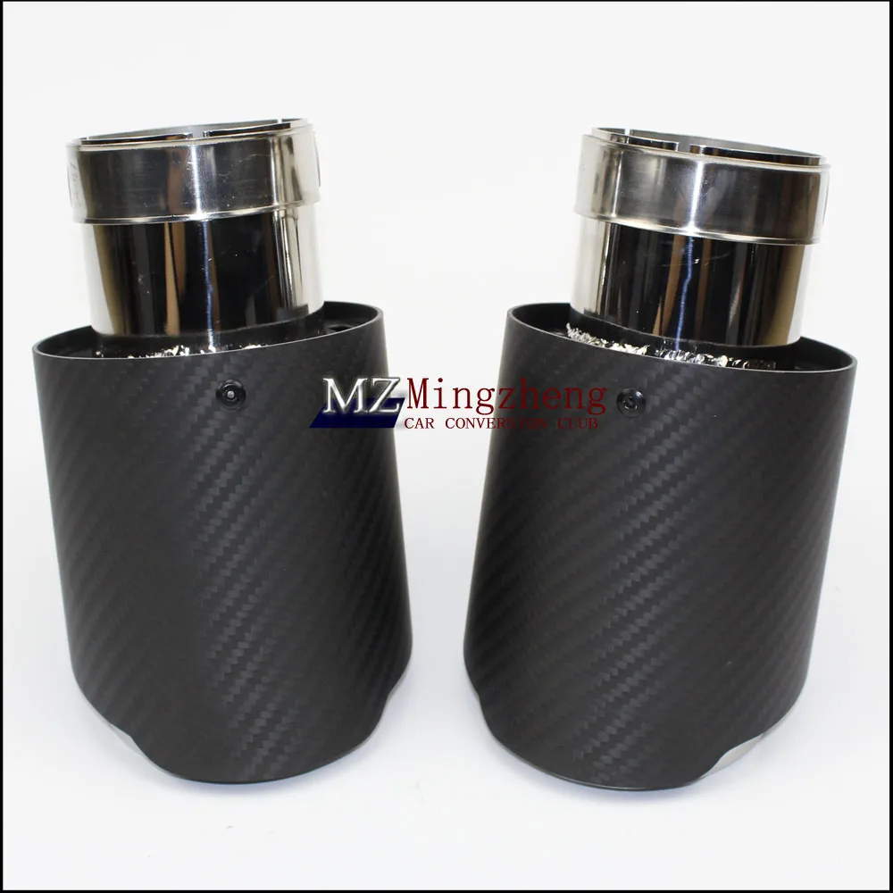 1Pcs car styling Carbon fiber + stainless steel universal Auto a.k exhaust tip tailtip end pipe for bmw V W golf | Автомобили и