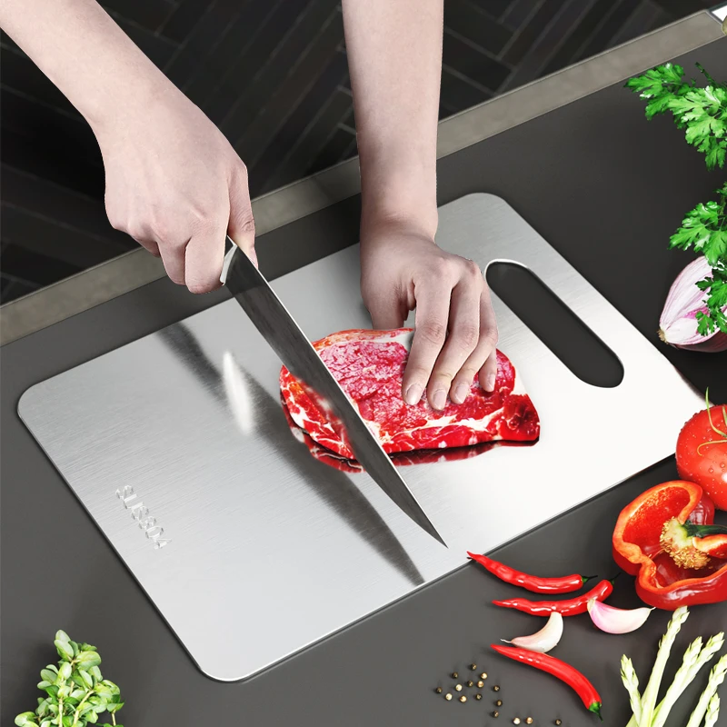 

Разделочная доска из нержавеющей стали 304, устойчивая к плесени и антибактериальная крутящаяся, разминающая и разминающая панель, разделоч...