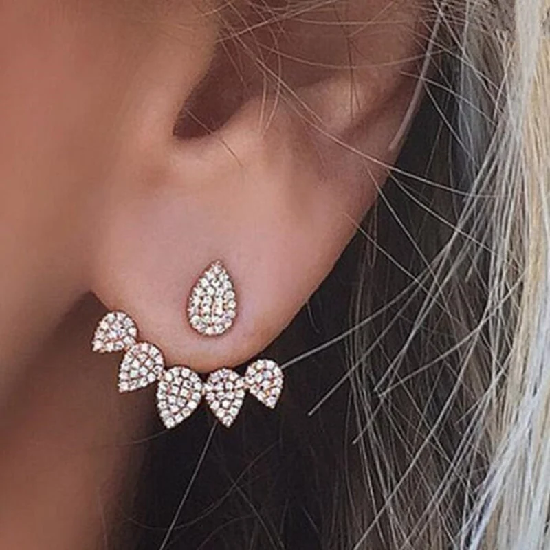 

2021 New Crystal Flower Drop Earrings for Women Fashion Jewelry Gold colour Rhinestones Earrings Gift for Party Best Friend