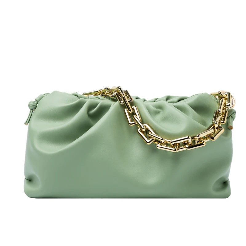 

Gold Color Chain PU Leather Bag For Women 2021 Summer Armpit Pack Lady Shoulder Handbags Female Travel Hand Purse