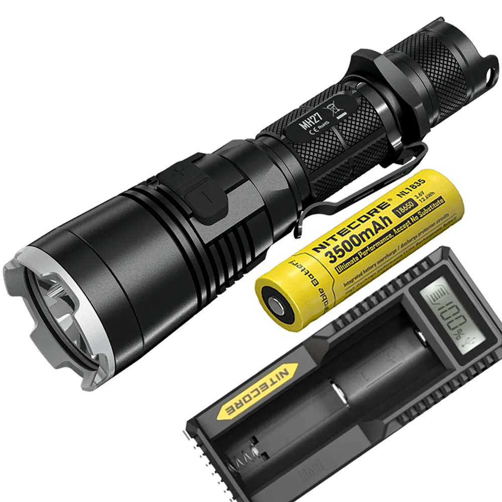 NITECORE MH27 тактический фонарь красный зеленый синий свет CREE XP-L HI V3 светодиодный Макс 1000 люмен дальность луча 462 м ручной фонарь