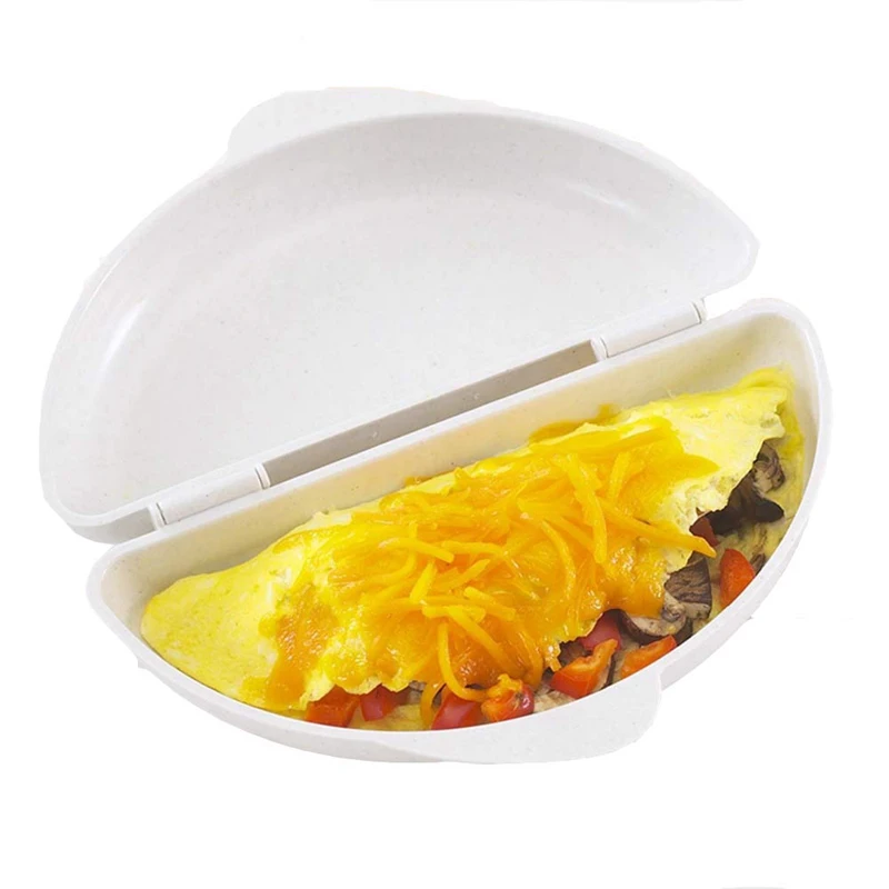 

1PC Plastic White Omelette Mold Microwave Omelet Pan Cooker Pan Cooker Omelette Eggs Steamer Home Kitchen Steamer Plate Tool