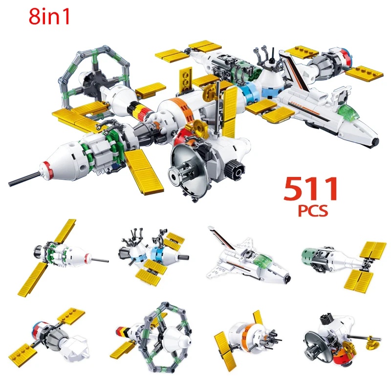 

City Technical 8 in 1 Aerospace International Space Station Building Block Satellite Interstellar Explore Bricks Toys For Kids