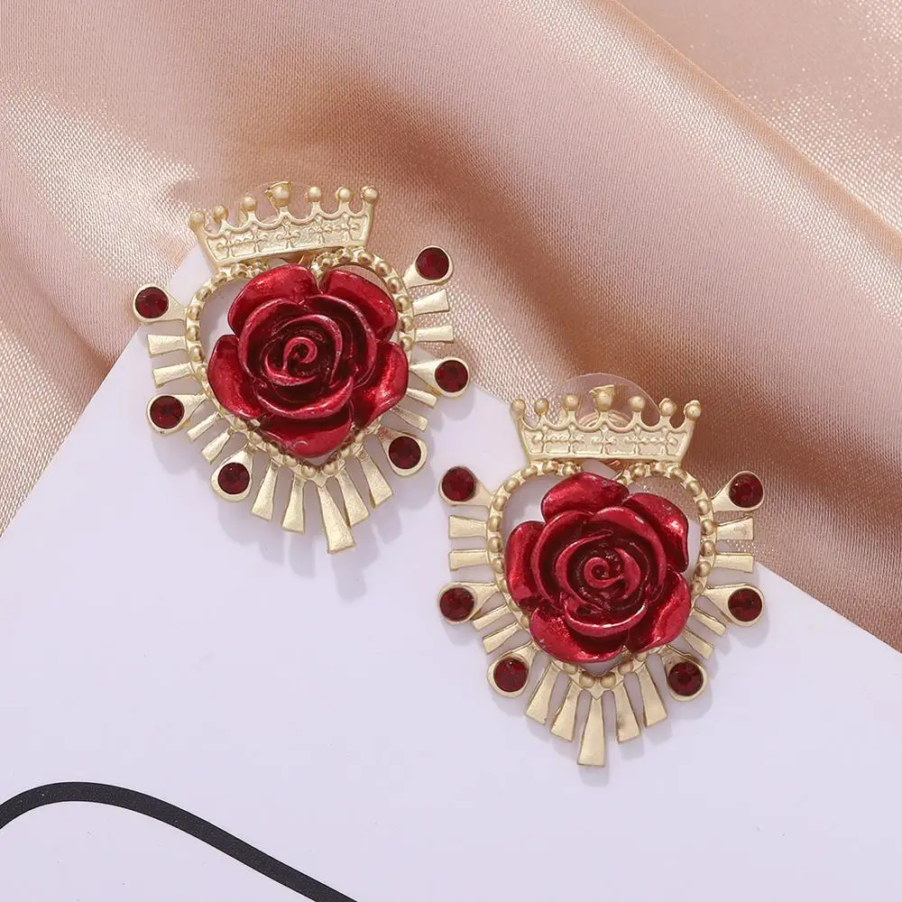 

Girlgo Boho Style Red Flowers Golden Metal Pendant Earrings For Women Romantic Maxi Drop Earring 2020 Fashion Wedding Jewelry