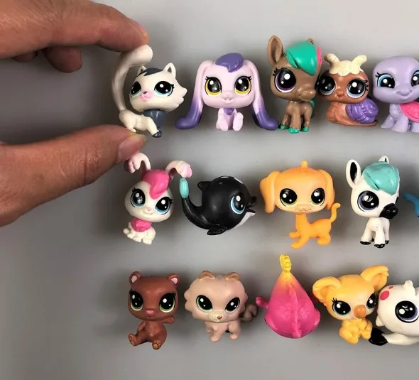 15/лот редких pet shop игрушки стоят короткие волосы кошка рисунок оригинальный