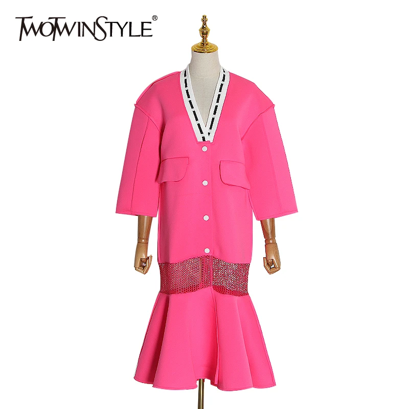 Женская куртка с v-образным вырезом TWOTWINSTYLE разноцветная рукавами три четверти