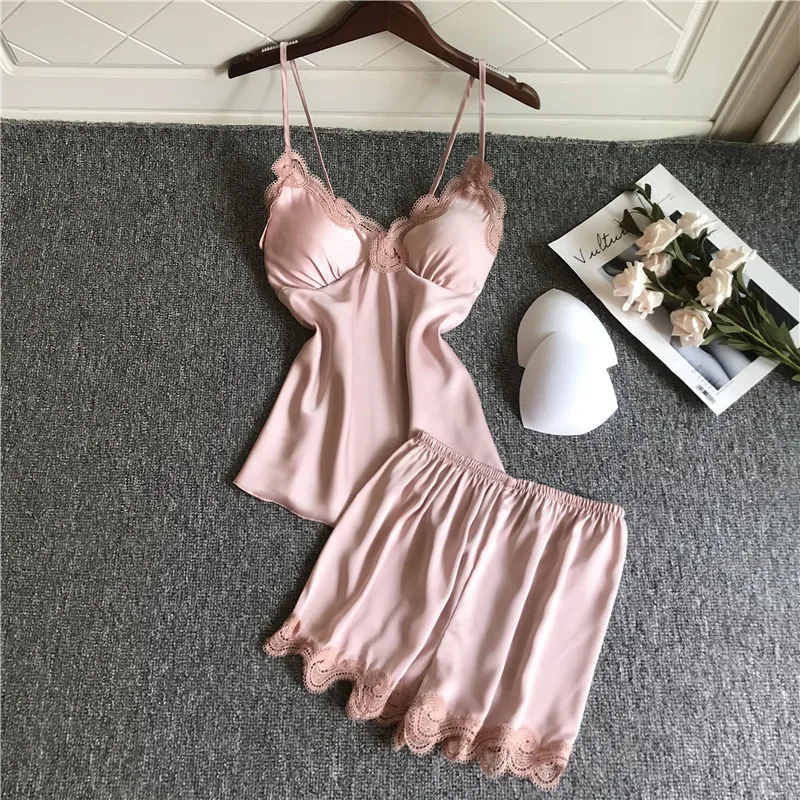 Создание 101 Шелковая пижама на бретельках женский летний сексуальный костюм с