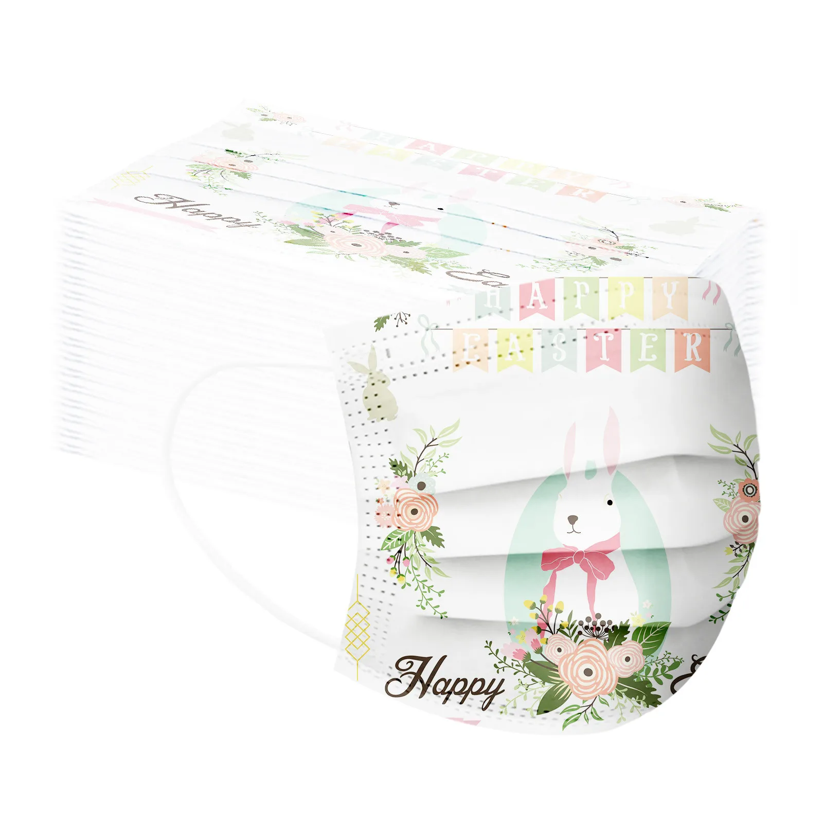 

10/20/30/50/100pc Adult Mask Fashion Disposable Protective Cartoon Printed Face Mask 3 Layer Cotton Fabric Anti-dust Mascarilla#