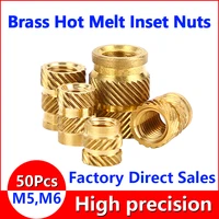 brass hot melt inset nuts heating molding copper thread inserts nut sl type double twill knurled injection brass nut m5m6 50pcs