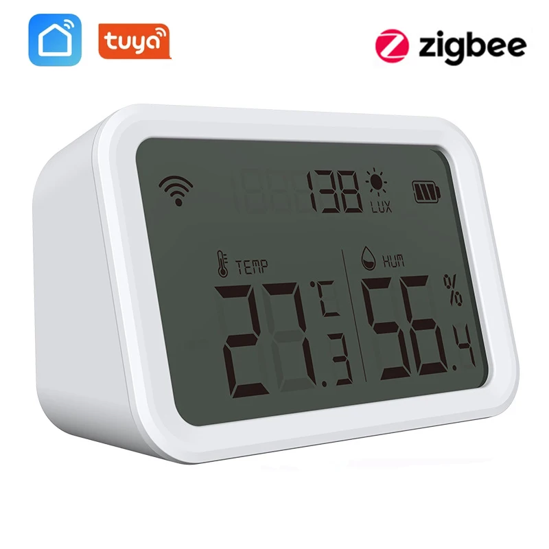 Tuya Zigbee 3.0 Датчик температуры и влажности детектор освещенности цифровой