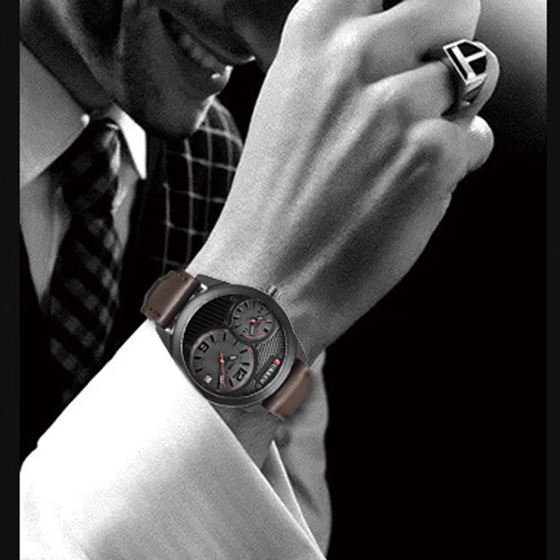 Часы CURREN Мужские кварцевые с несколькими часовыми поясами люксовые брендовые