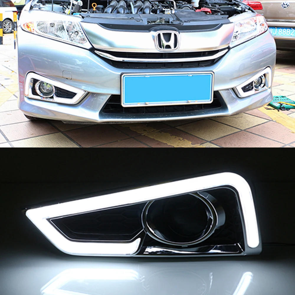 Мигающий Светодиодный дневной светильник s для Honda City 2015 2016 колпак