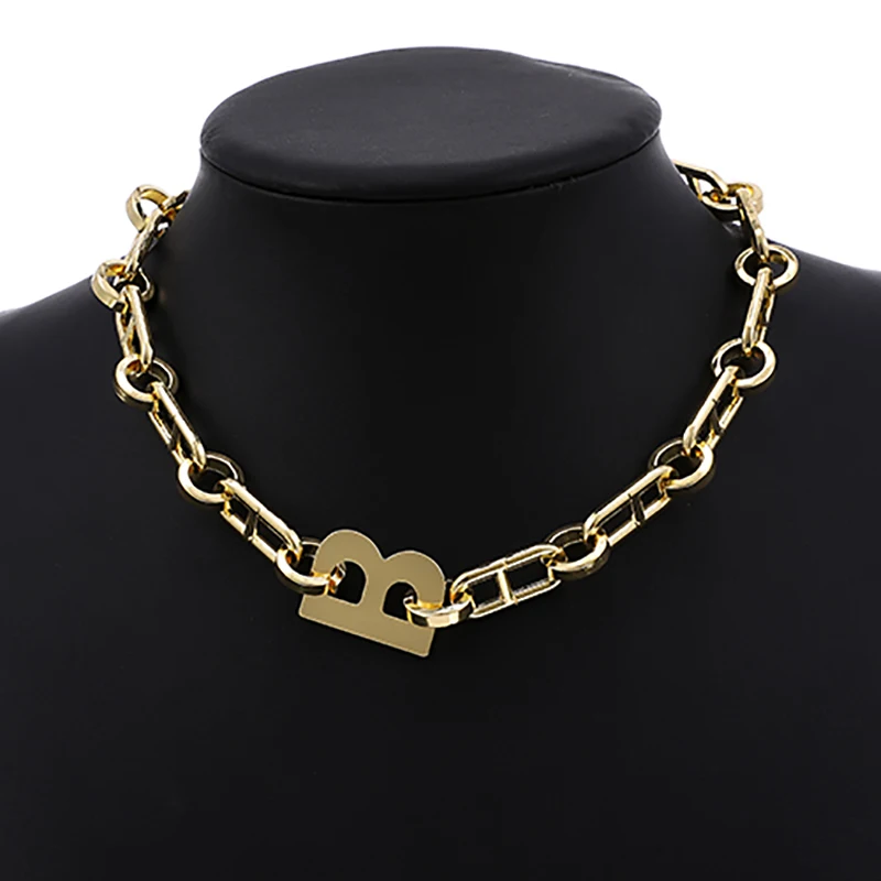 ZHINI ожерелье для женщин с буквой B Кулон Колье женское бохо Макси массивные