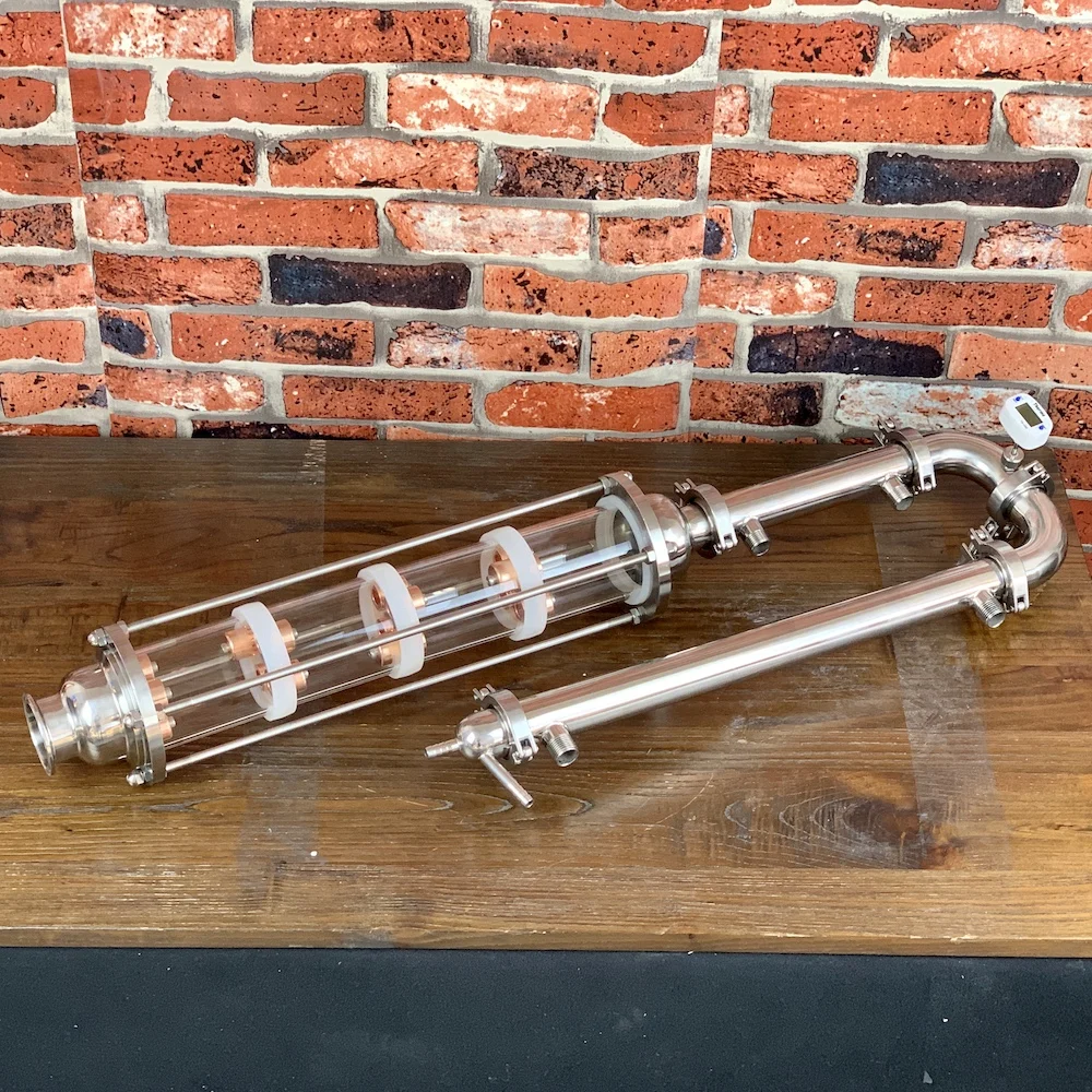 Стеклянная колонна для дистилляции. Медные барботажные тарелки 4 шт. Самогонный