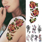 Водонепроницаемая Временная тату-Наклейка 3D Роза цветы флэш-татуировки тотемная бабочка Дракон боди арт рука Поддельные рукава тату для женщин
