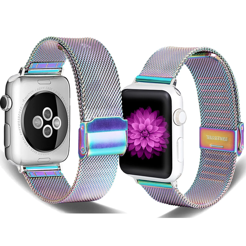 

Тонкий Сетчатый металлический сменный Браслет для Iwatch Band 38/40 мм 42/44 мм из нержавеющей стали для iWatch Series SE/6/5/4/3/2/1