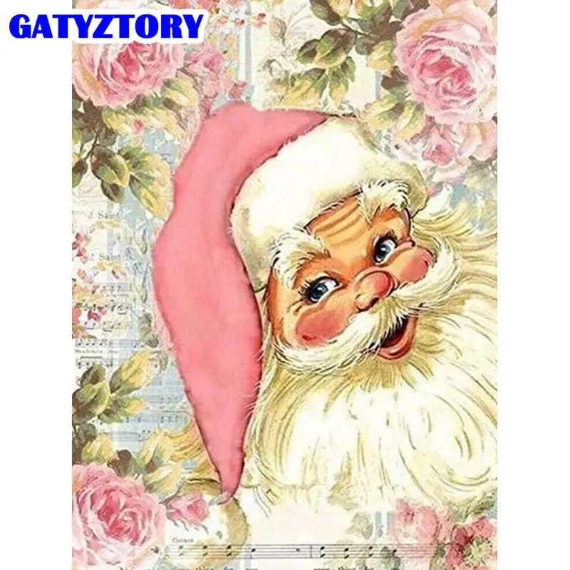 

GATYZTORY картины по номерам наборы Санта Клауса домашний Декор Картина по номерам Рождественский Рисунок на холсте Ручная роспись художествен...