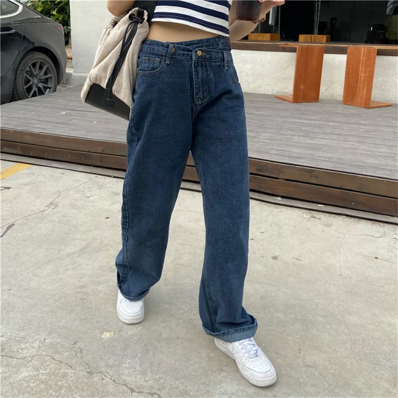 

HziriP Korean High Waist Slim All Match Office Lady OL Basic Femme Wide Leg Pants Prom Chic Stylish Cowboy Streetwear Trousers