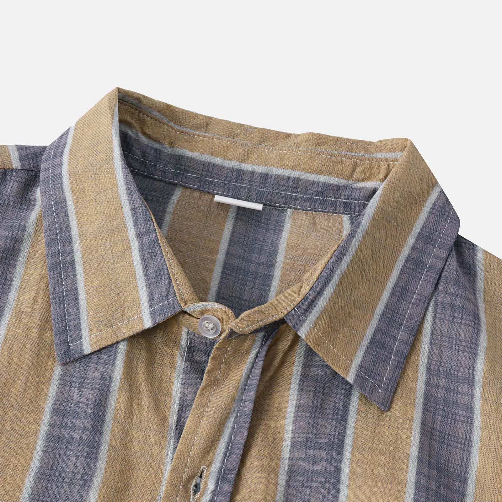 

Summer Mens Shirt Top Casual Daily Short Sleeve Hawaiian Shirts Turn-down Collar Strip Print Shirt Men Dress Male Clothing Tops
