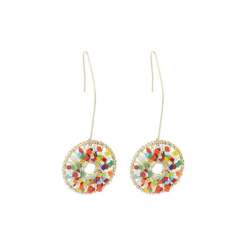 

Fashion All Match Color Rice Bead Earrings Exquisite Anniversary Handmade Long Earring For Women Party Gifts