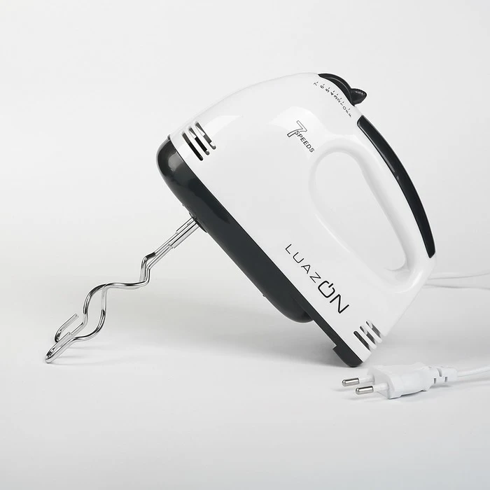 Миксер LuazON LMR-04 180 Вт 7 скор. венчик и крюки д/теста чаша бело-серый 2691404