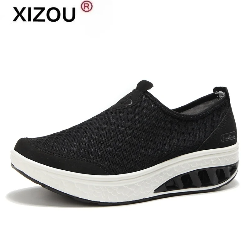

XIZOU Womens Flats Slip On Shoes for Women Mesh Platform Sneakers 2021 Summer Light Breathable Ladies Casual Shoes Mujer Pisos