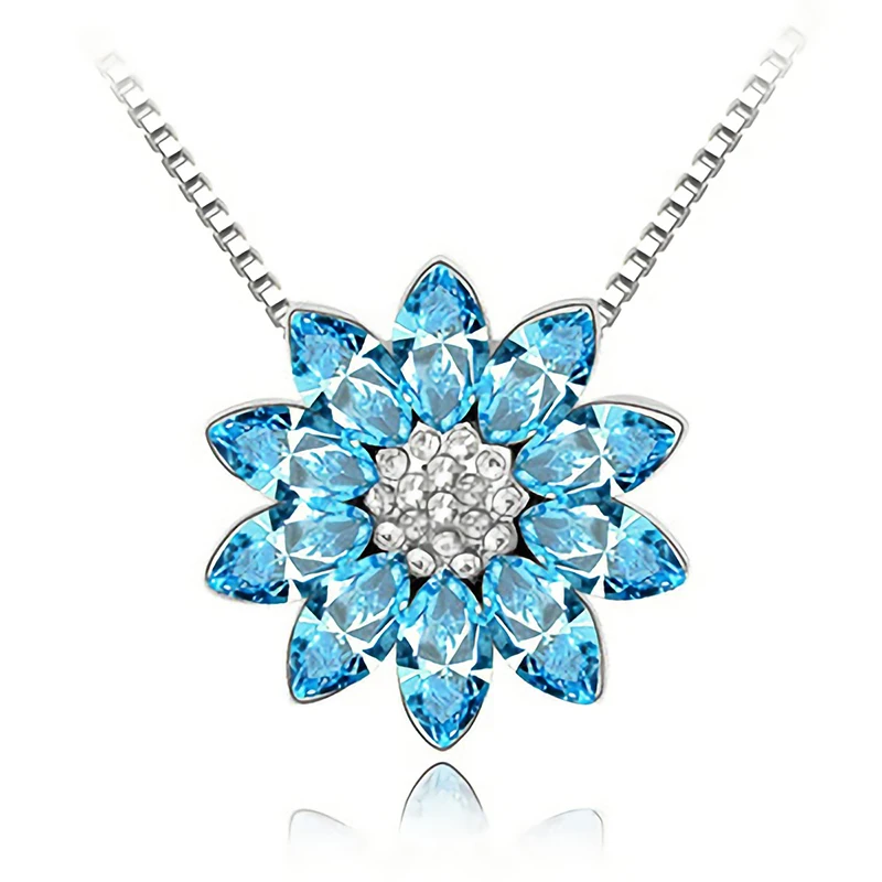 Высококачественное роскошное ожерелье с подвеской в виде цветка кристаллами