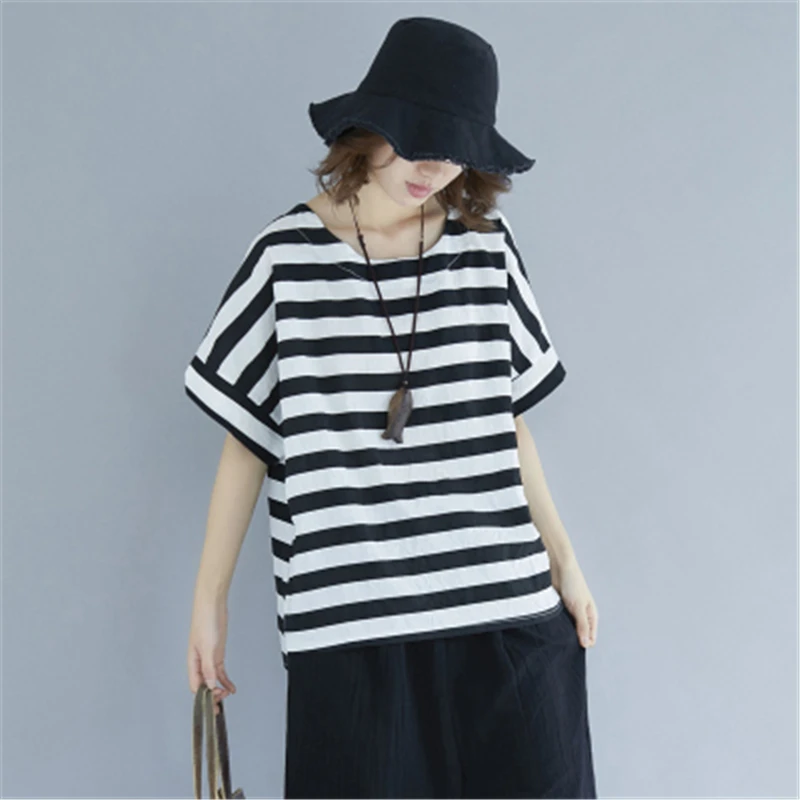 

2020 Fashion Cotton And Linen Suit Women Summer New Striped Short-Sleeved Tops Linen Cropped Pants Loose Two-Piece Suit Tide