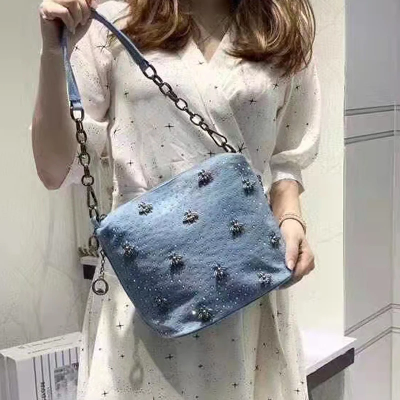 

Сумка iPinee женская из денима, роскошный мессенджер с Пчелкой, дизайнерский саквояж кросс-боди