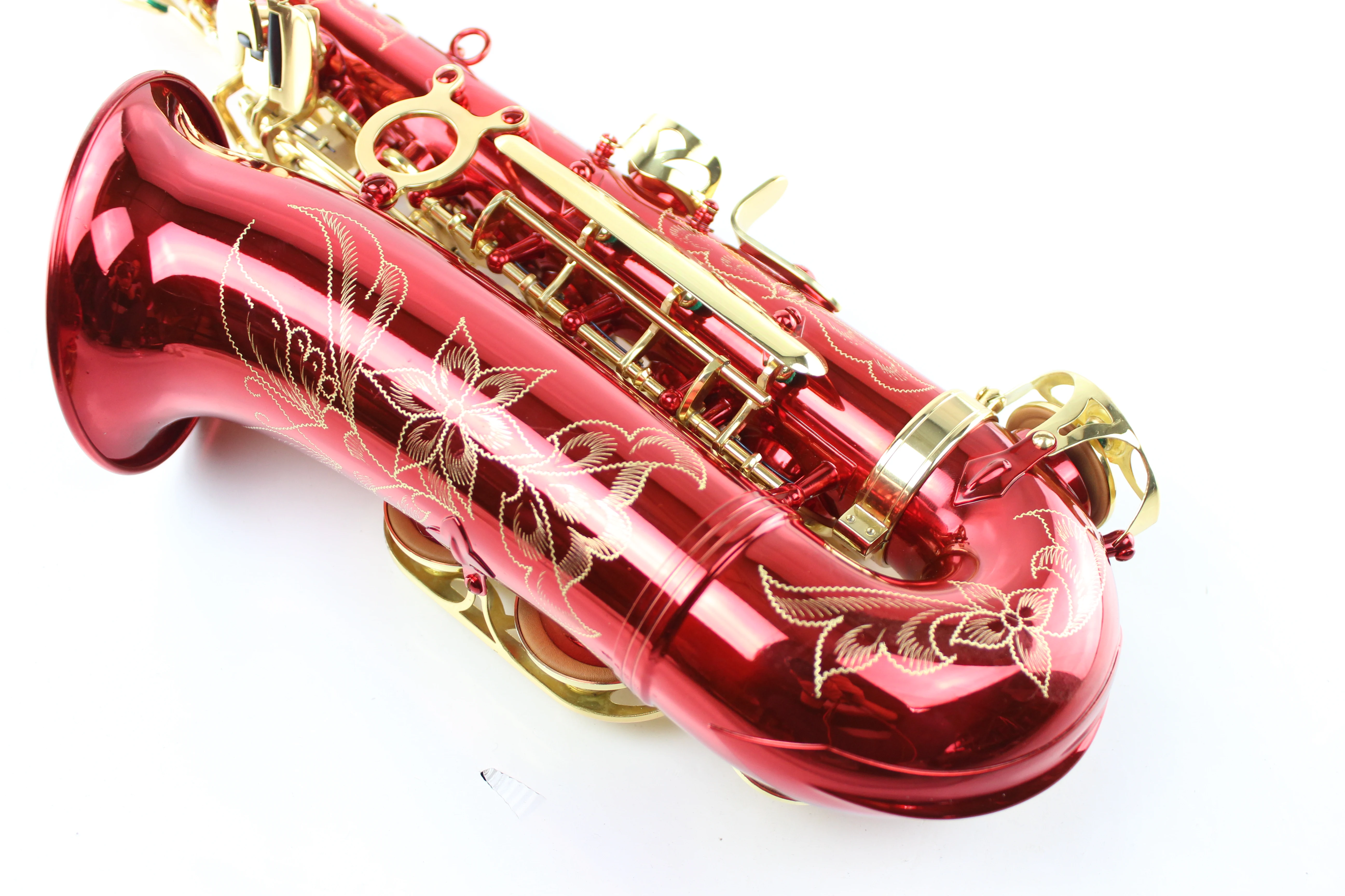 

MARGEWATE Eb Tune Alto Saxophone Bright Red Gold Lacquer E flat Alto Sax Musical Instrument with Nylon Box