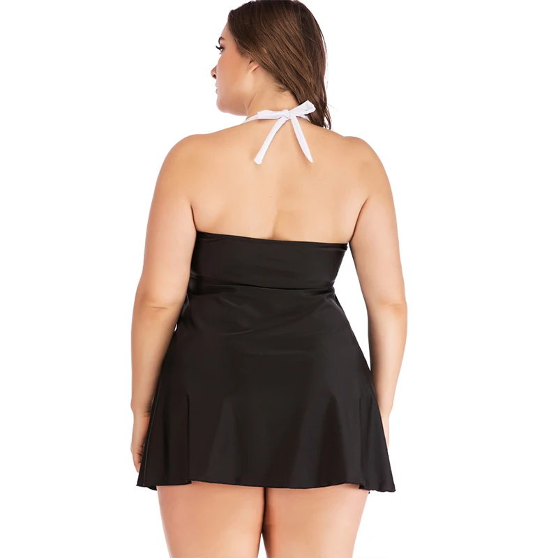 

2021 New Plus Size Swimsuit Women's Skirt Tankini Swimsuit Two Piece Retro Black Swimsuit Women's Plus Size Swimsuit S-5XL
