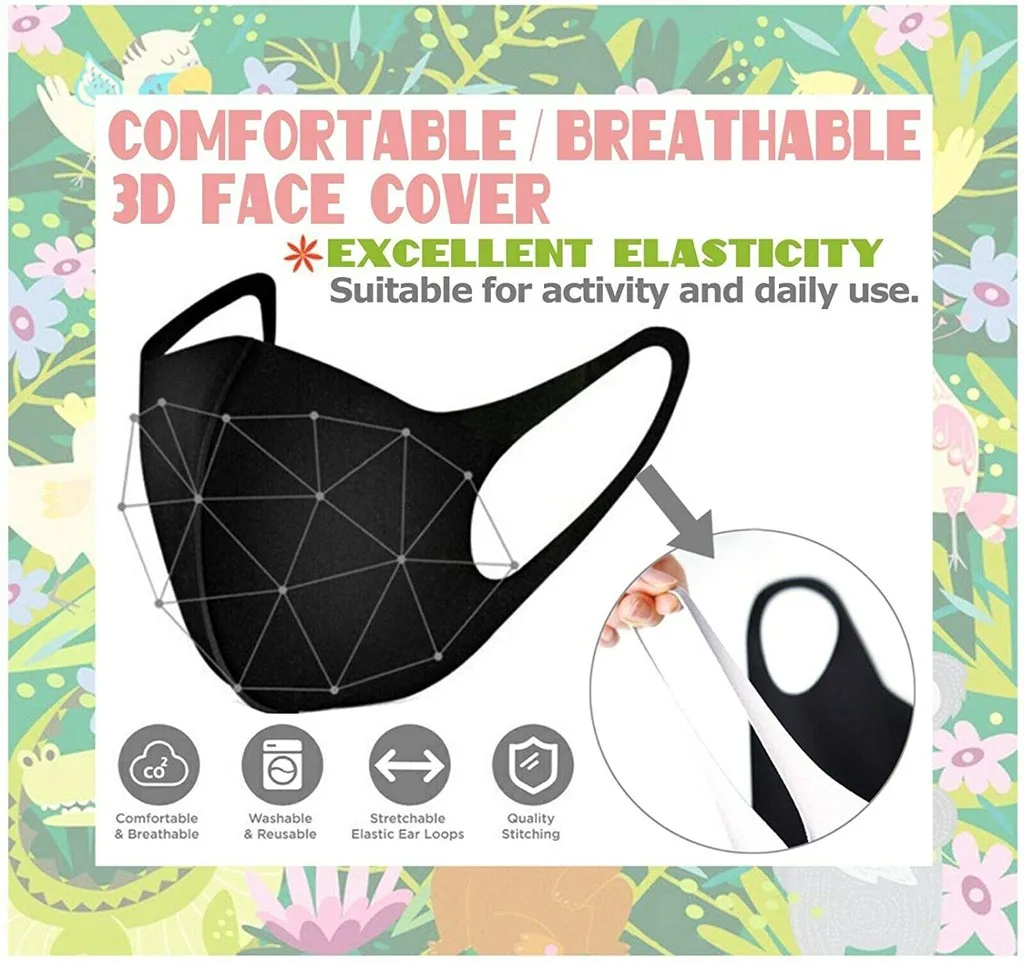 4Pcs Cartoon Horse Print Mouth Mask Children Breathable Cover Reusable Face Cloth Caps Washable Protective | Безопасность и защита
