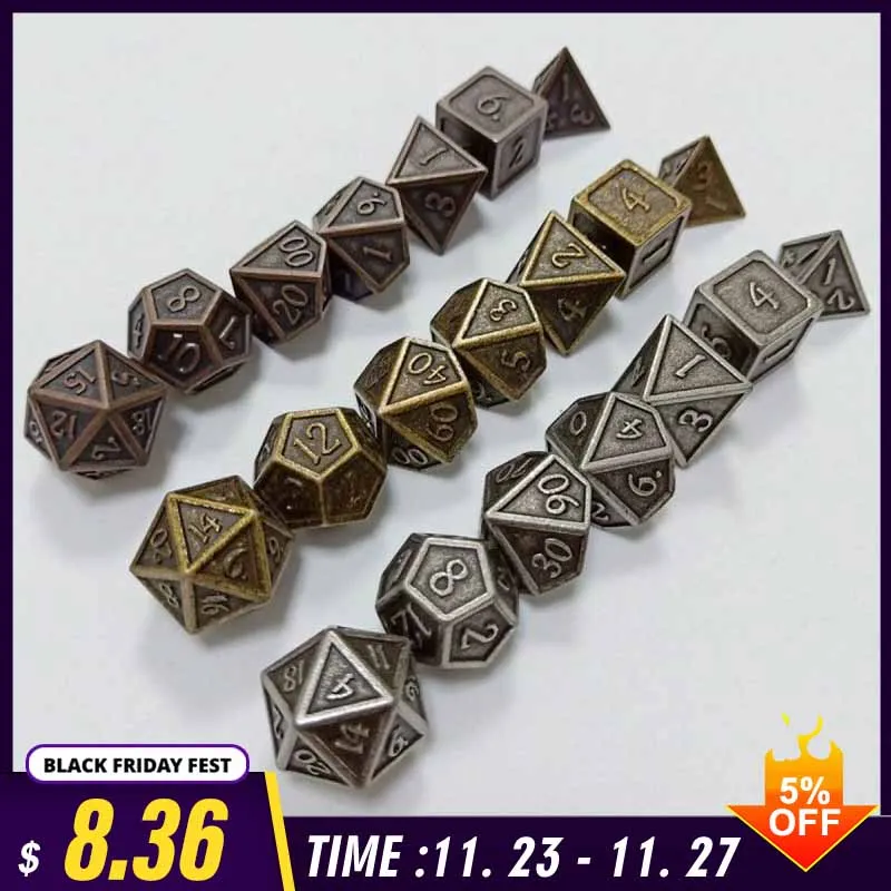 7Pcs рельефный рисунок Heavy Metal многогранные кости набор для ролевые игры настольные