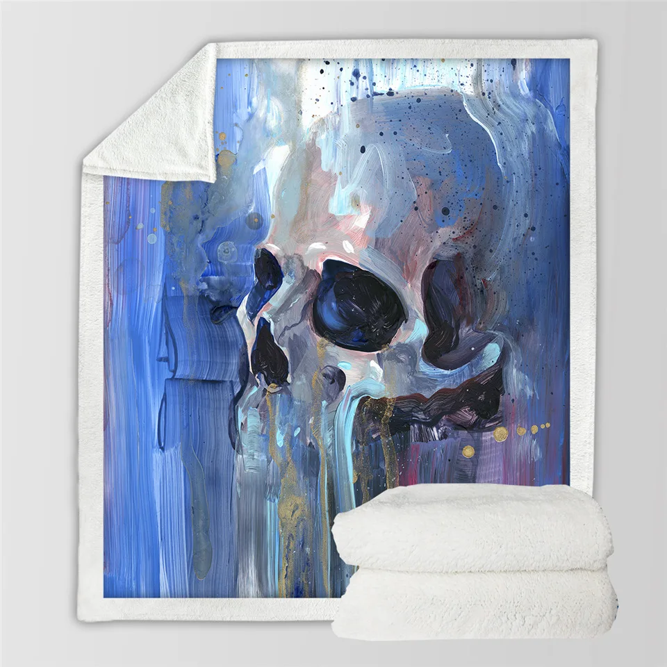 skull Постельные принадлежности Outlet пламенный Череп Коллекция Готический шерпа одеяло плюшевое мягкое пледы одеяло синий оранжевый огонь тонкое одеяло Прохладный 3d постельные принадлежности - Цвет: skull