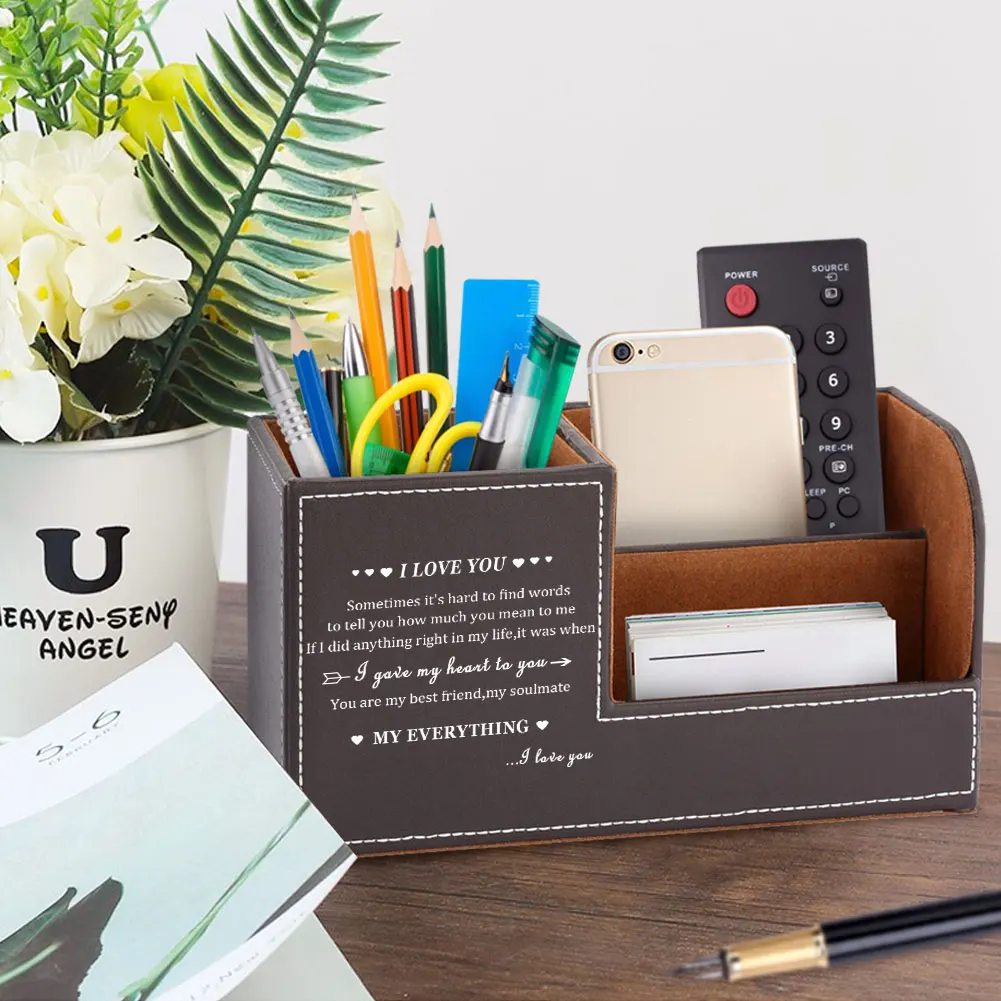 

Creative Durable Accessories Leather Multi-Function Storage Box High-End Eco-Friendly Household Office Stationery Pen Holder