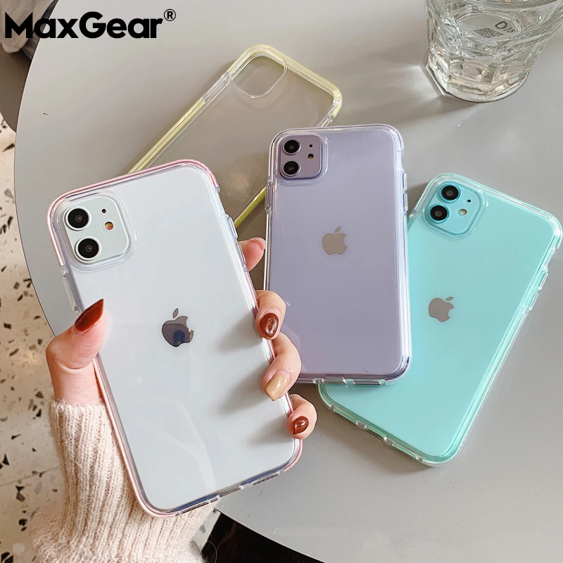 Прозрачный ударопрочный чехол для телефона iPhone 11 Pro Max X XR Xs мягкий TPU Мягкий 6 6s 7 8