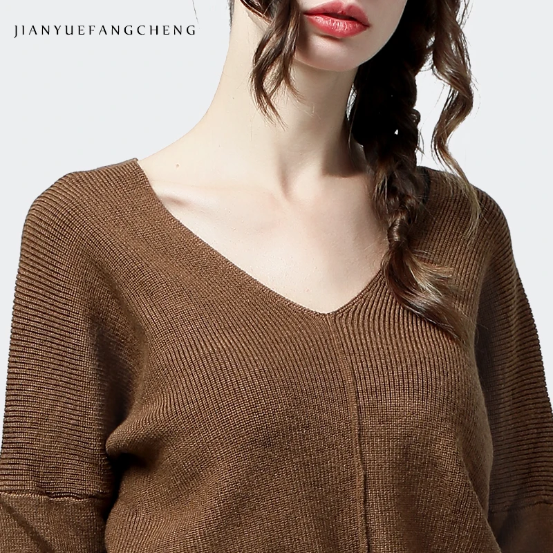 Свитер Женский вязаный с V-образным вырезом и длинным рукавом осень 2019 | Женская